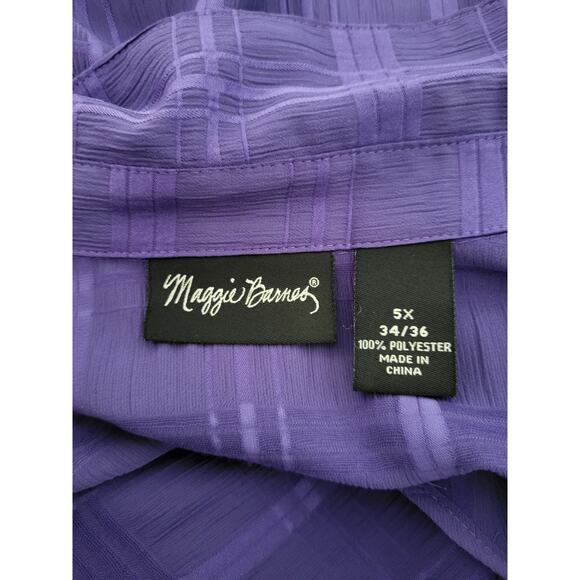 Maggie Barnes Purple Plaid Button Front Blouse 5X 3/4 Sleeve Tank Inset Top Work - Picture 9 of 10